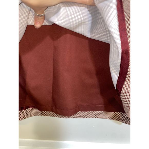 W by Worth Rust Red Cream Checked V-Neck Midi Dress, Size 6 - Picture 5 of 13